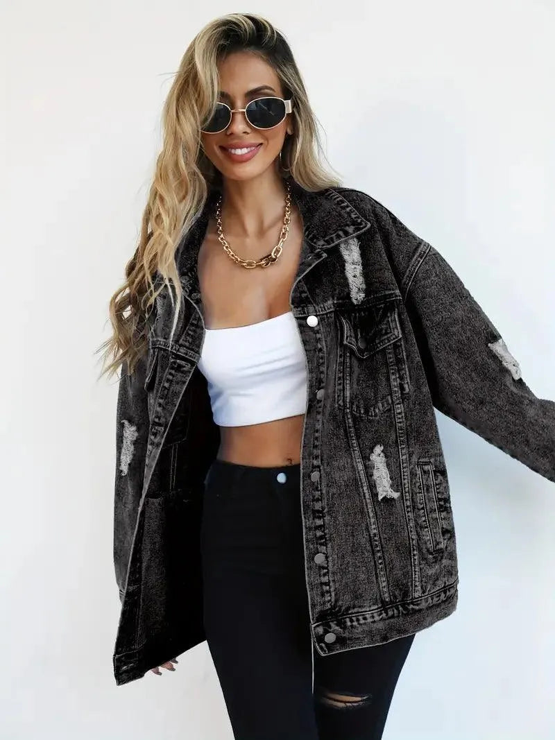 Vízálló és bélelt oversized női farmerdzseki kapucnival – Talia
