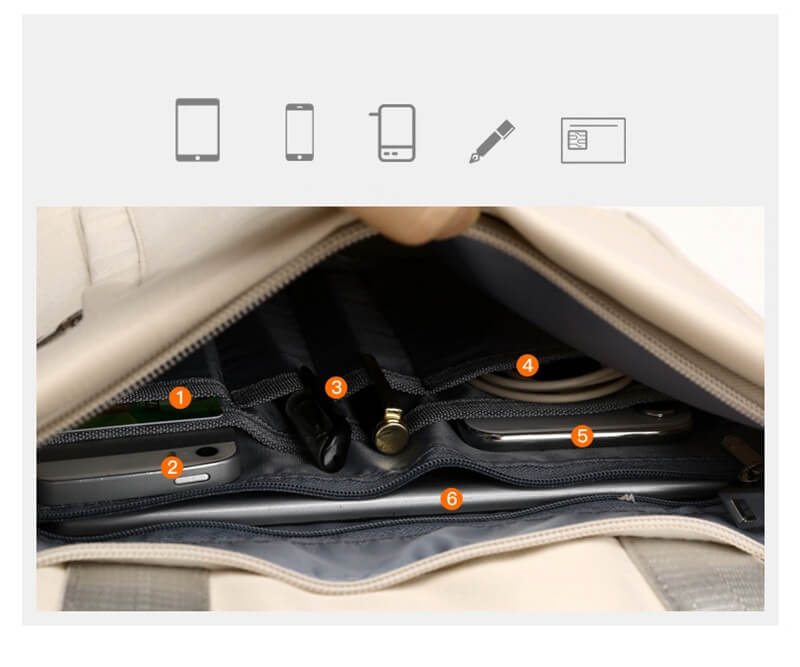 Biztonságos lopásgátló hátizsák rejtett cipzárokkal és USB töltéssel