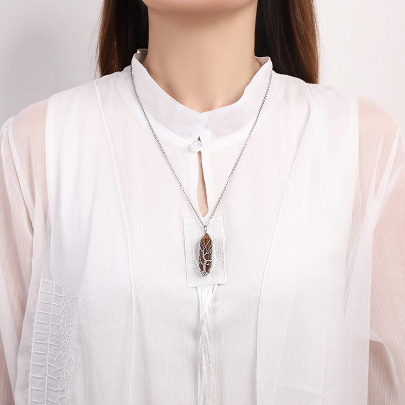 Elegáns Kristály Életfa Drágakő Nyaklánc - Elara