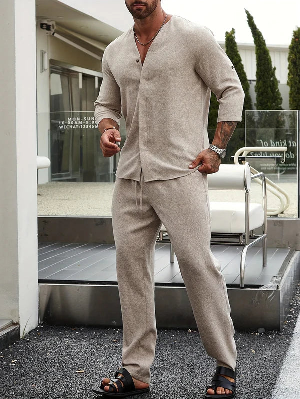 Kényelmes Bézs Vászon Férfi Ruha – Enzo