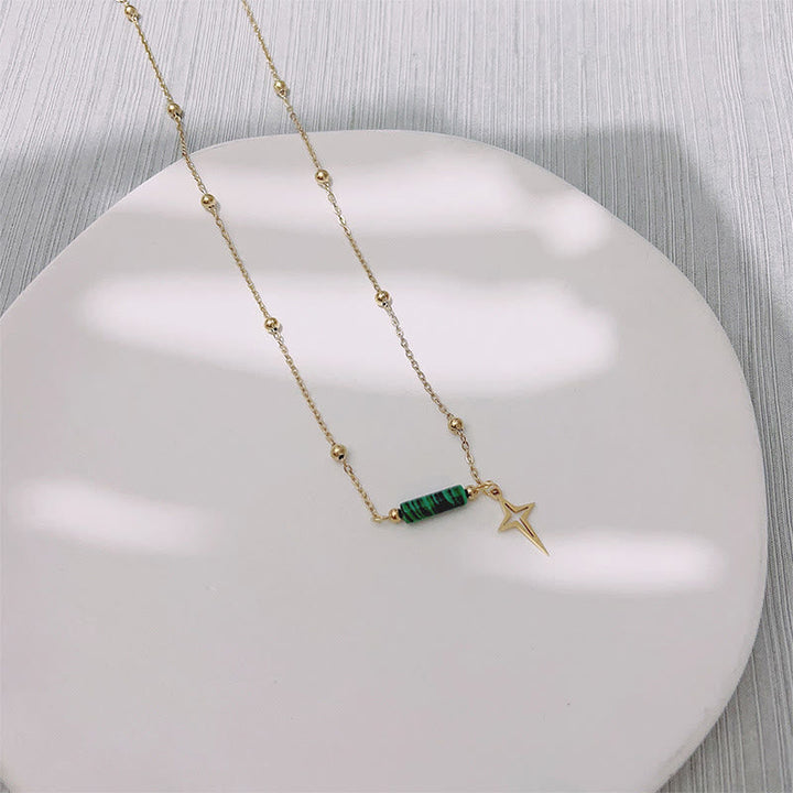 Természetes Malachit Csillag Medál Fülbevalók, Nyaklánc és Karkötő - Maria