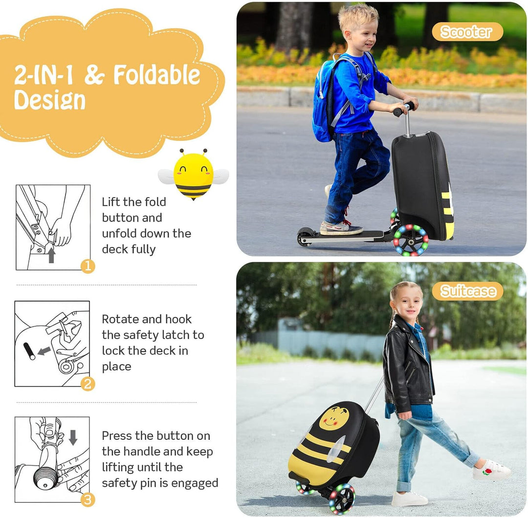 Gyermek 2 az 1-ben Roller Bőrönd LED Kerekekkel