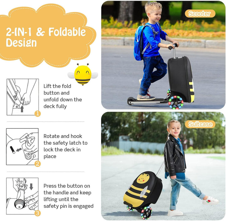 Gyermek 2 az 1-ben Roller Bőrönd LED Kerekekkel