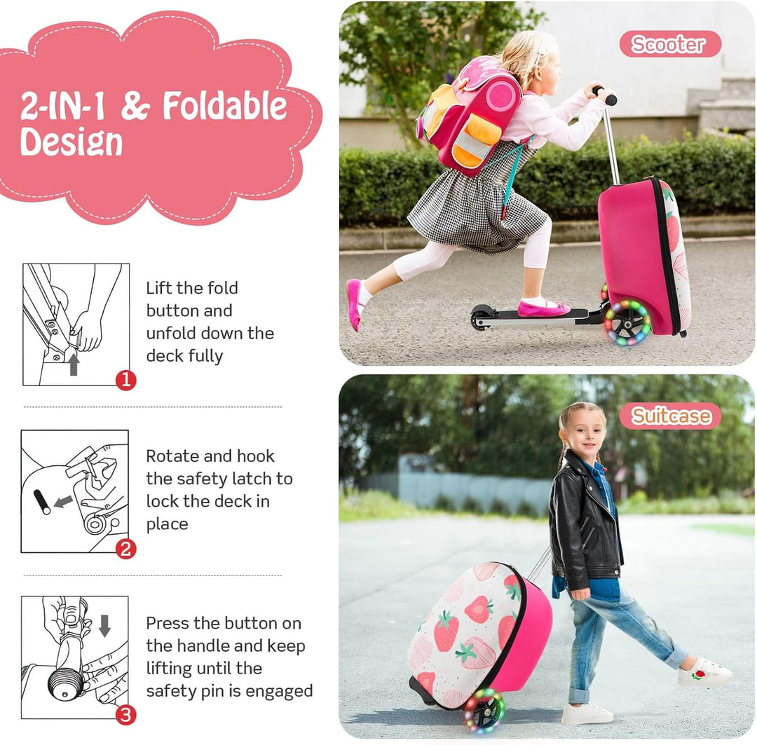 Gyermek 2 az 1-ben Roller Bőrönd LED Kerekekkel