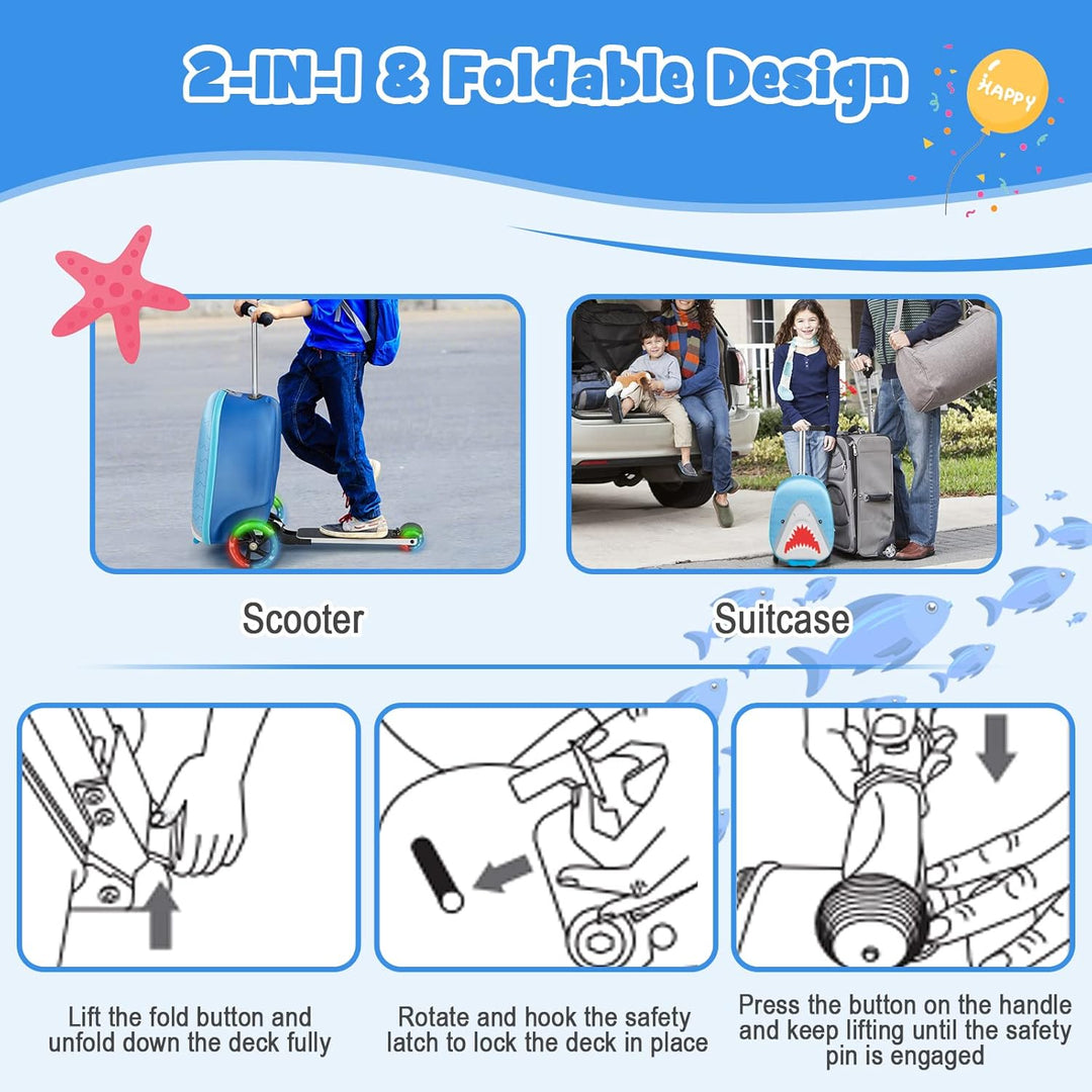 Gyermek 2 az 1-ben Roller Bőrönd LED Kerekekkel