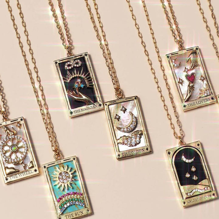 Zirkónia aranyozott tarot csepp függő nyaklánc - Amara