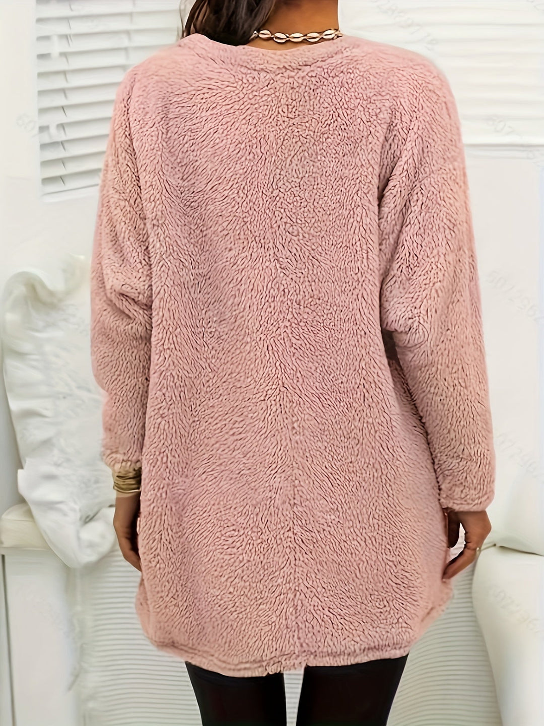 Kényelmes Fleece Pulóver Nyomattal - Luna