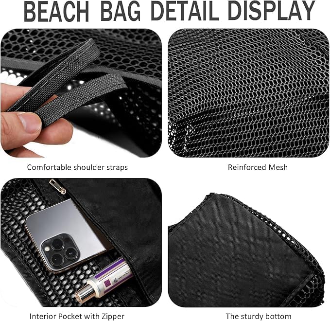 Hajtható hálós strandtáska belső zsebbel – Vásárolj 1-et, a 2. INGYEN van