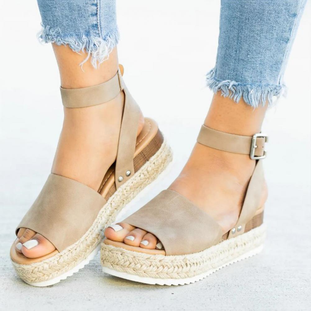 Hölgymintás Plateau-Espadrille szandál magassarkúval és pánttal – Livia
