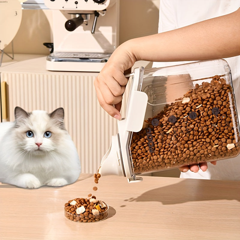 Páravédelemmel ellátott házikedvenc étel tároló edény mérőpohárral - FreshBite