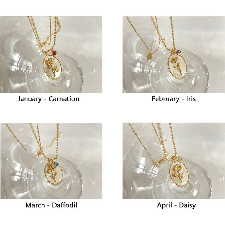 Születési kő születési virágokkal nyaklánc - Aurora