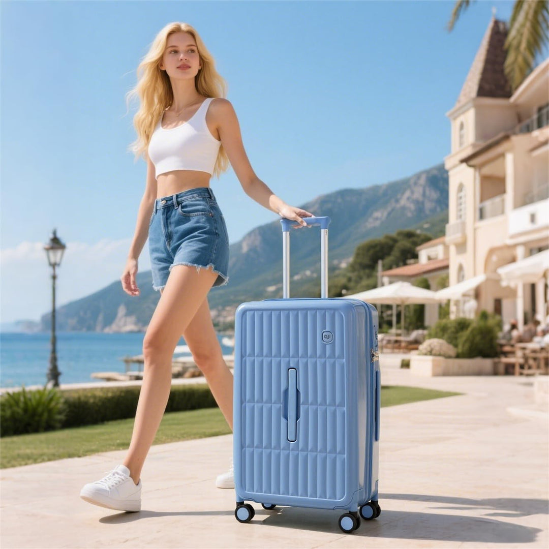 Nagy kemény héjú ellenőrzött bőrönd 8 forgókerékkel