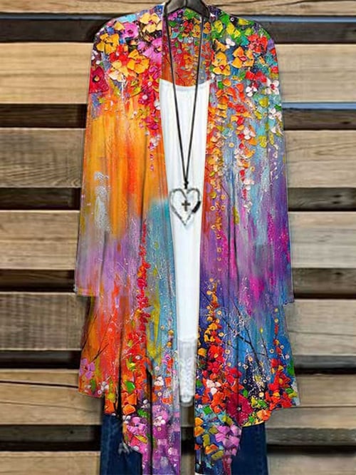 Hosszú Női Kardigán Virágmintával – Liva