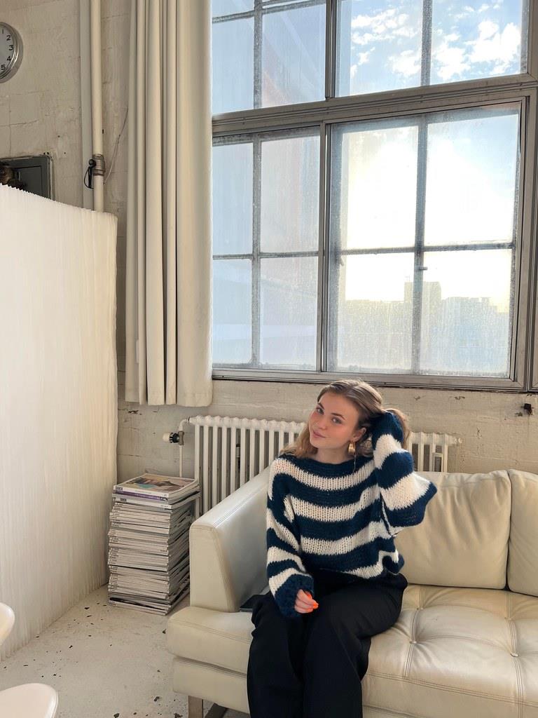 Kötött és Csíkos Oversized Női Pulóver - Harper