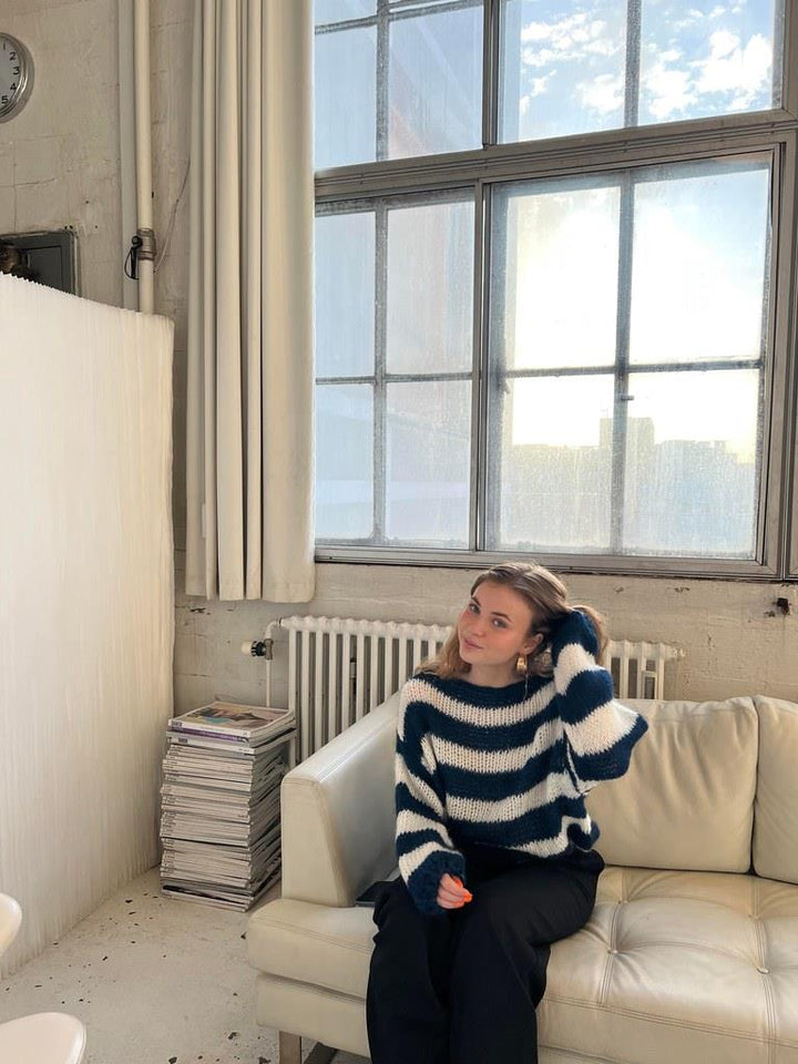 Kötött és Csíkos Oversized Női Pulóver - Harper