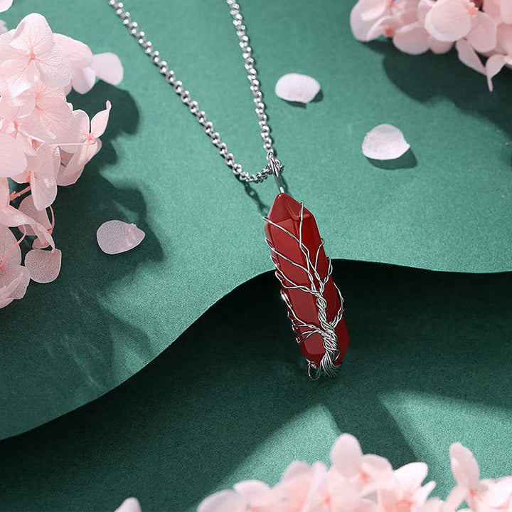 Elegáns Kristály Életfa Drágakő Nyaklánc - Elara