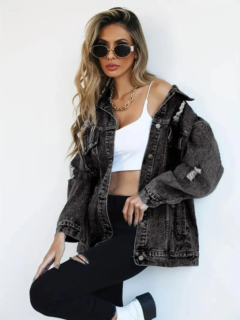 Vízálló és bélelt oversized női farmerdzseki kapucnival – Talia