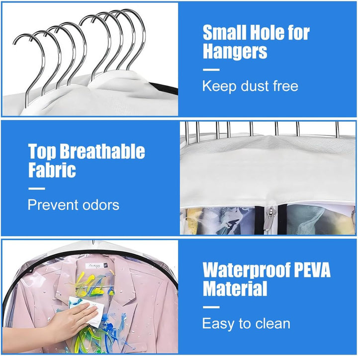 Átlátszó Gussetes Ruházati Takarók – 3 darabos Tárolótáskák Oldalsó Cipzárral (Vásárolj 1-et, 1 ingyen)