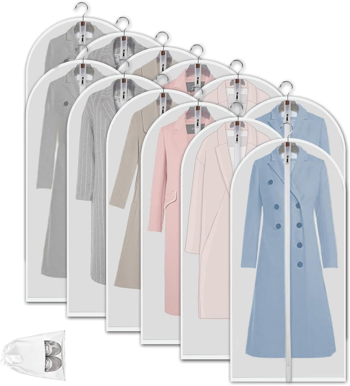 Tiszta PEVA Ruhatároló Táskák – 12 Darab Porálló Ruhavédők – 1+1 INGYEN