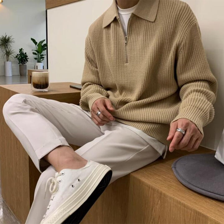 Férfi pulóver zipzáros gallérral – Jonas