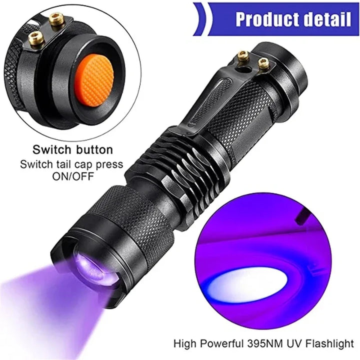 LED UV ZSEBLÁMPA - ULTRAVIOLÁT INSPEKCIÓS LÁMPA HÁZI ÁLLAT VIZELET PONTOK ÉS FOLT DETEKCIÓJÁHOZ