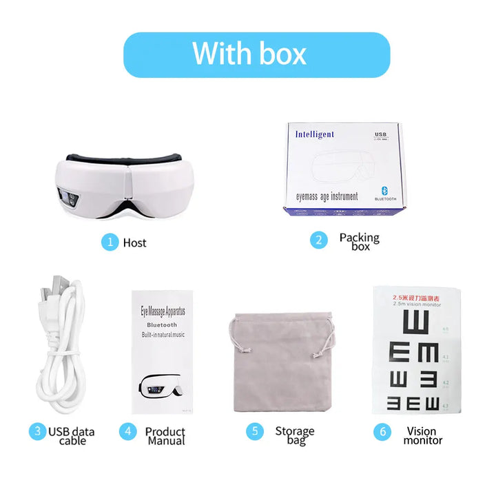 Szemmasszázs készülék - Légnyomás, rezgés és meleg kompresszió Bluetooth zenével