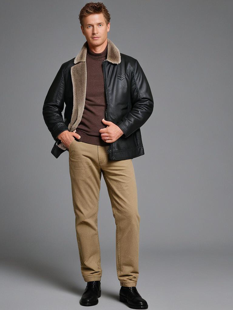 Férfi bőrkabát thermo béléssel – Dario