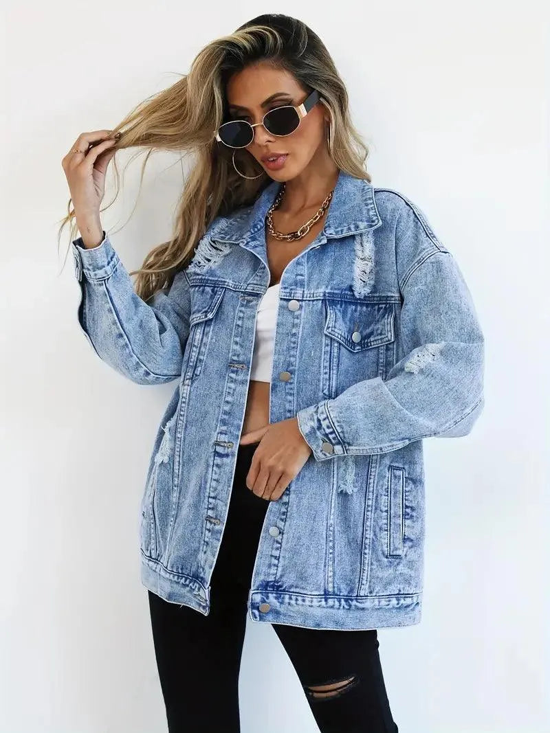 Vízálló és bélelt oversized női farmerdzseki kapucnival – Talia