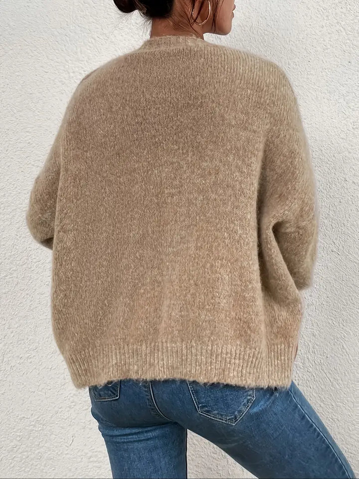 Khaki kötött pulóver nőknek - Evelyn