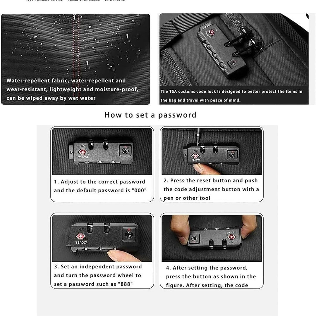 Bővíthető zúzású utazótáska lopásgátló zárval és nedves rekesszel