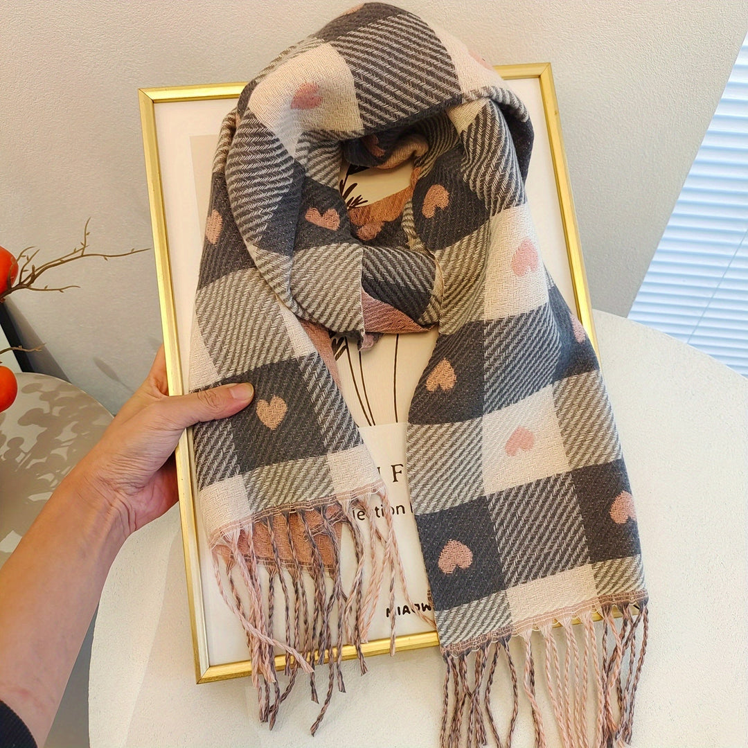 Kockás női sál poliészterből őszre és télre – Aurelie