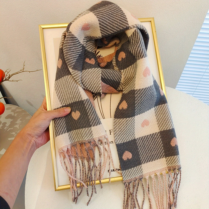 Kockás női sál poliészterből őszre és télre – Aurelie