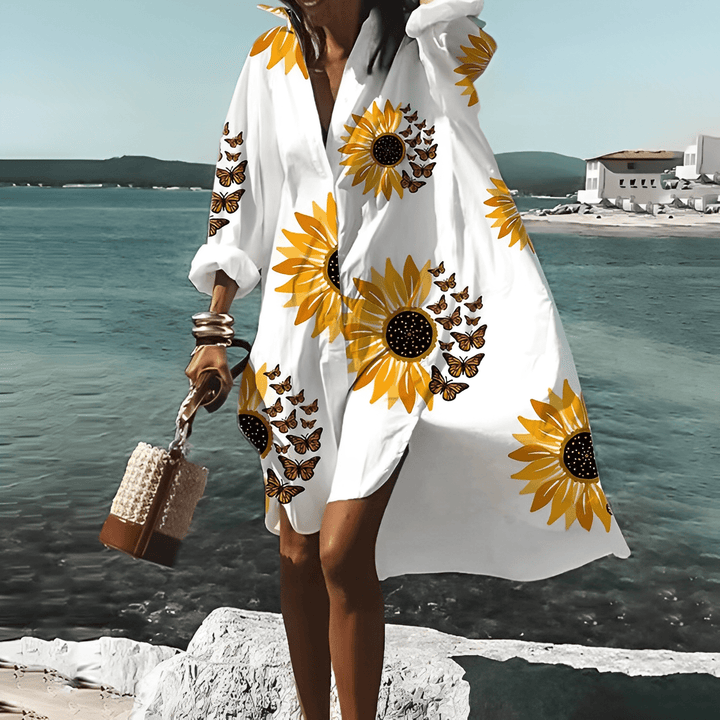 Divatos Print-Midi Ruha Egyedi Mintával - Mia Belle