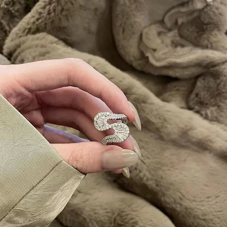 S-alakú ezüst cirkónia gyűrű - Seraphine