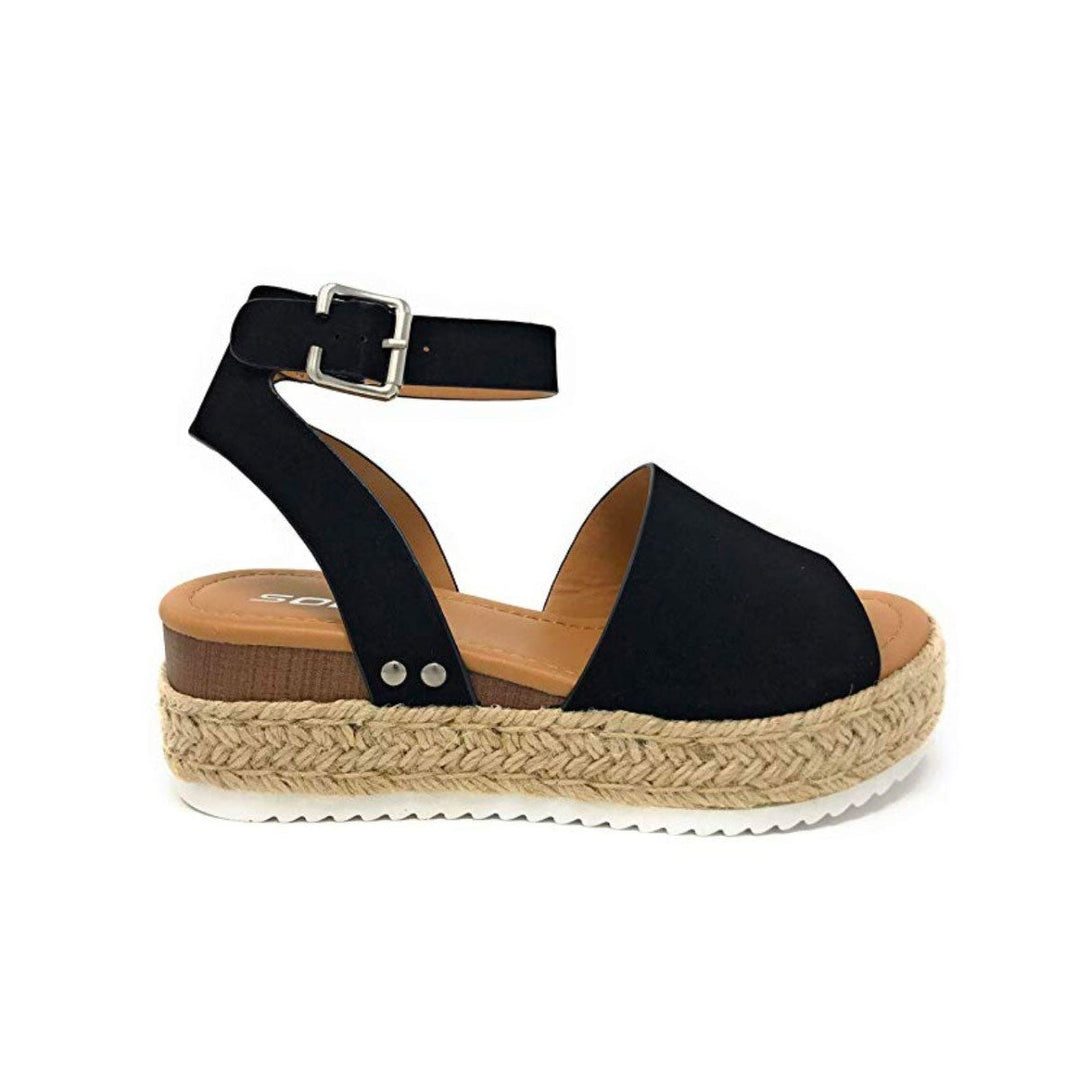 Hölgymintás Plateau-Espadrille szandál magassarkúval és pánttal – Livia