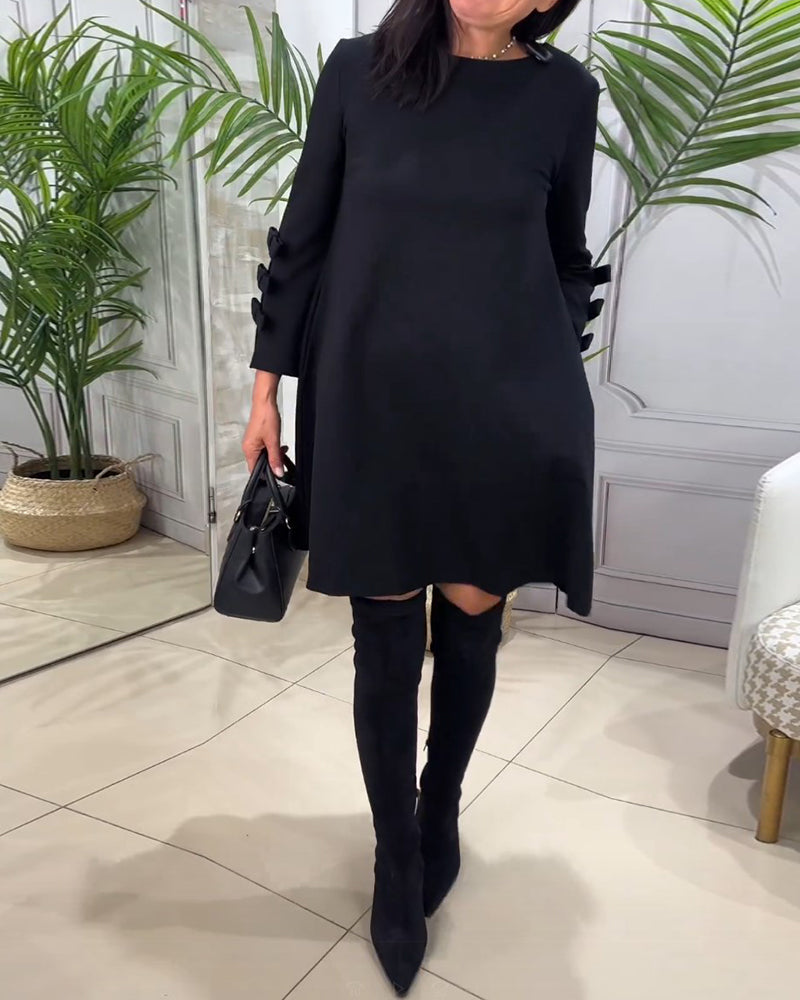 Casual Fekete Ruha Hosszú Ujjú - Nora