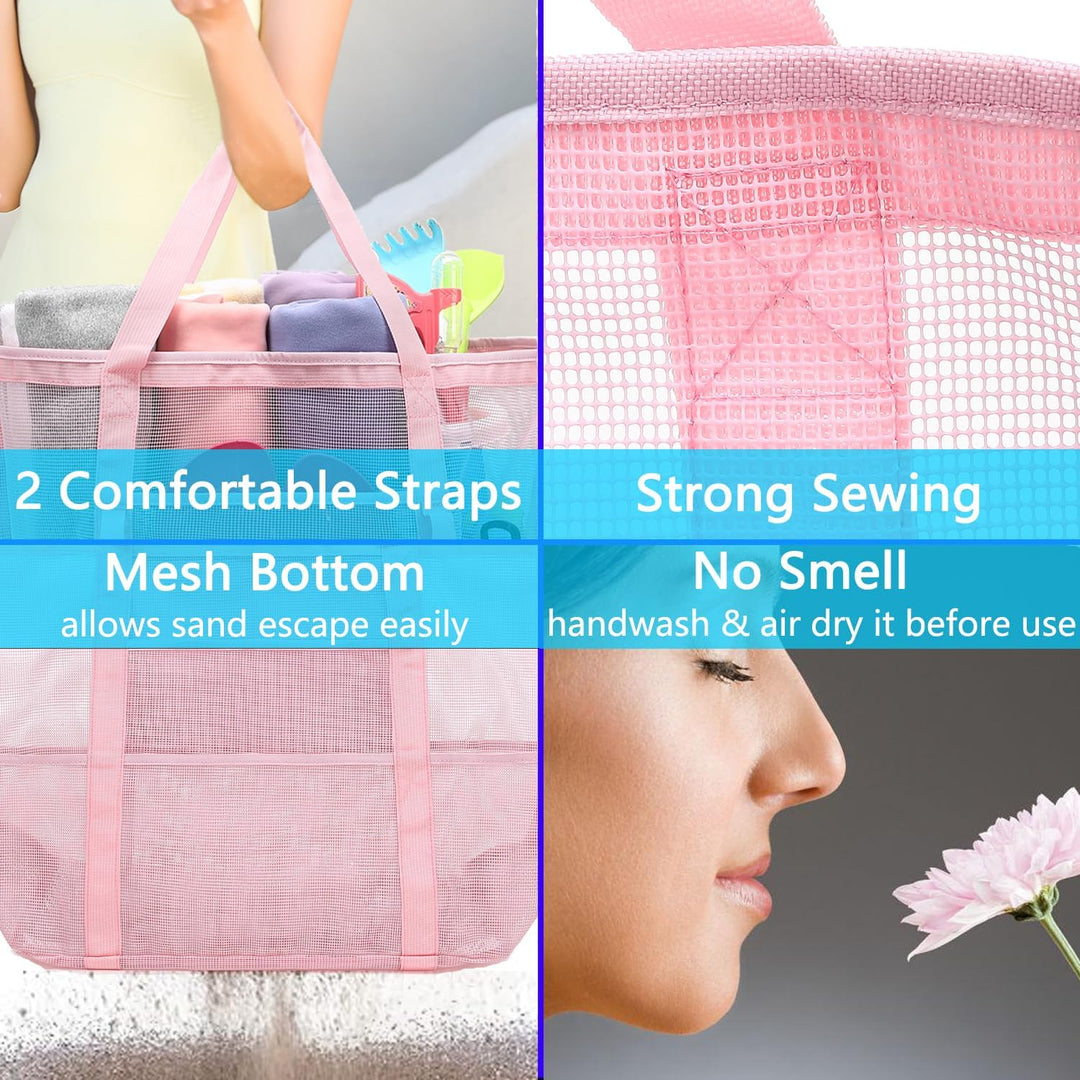 Vásárolj 1-et, és a második ingyen – Extra nagy átlátszó hálós tengerparti táska 8 zsebbel – ClearWave