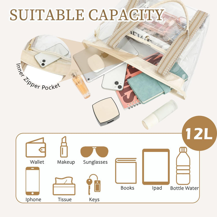 Vásárolj 1-et, és a második ingyen – Extra nagy átlátszó hálós tengerparti táska 8 zsebbel – ClearWave