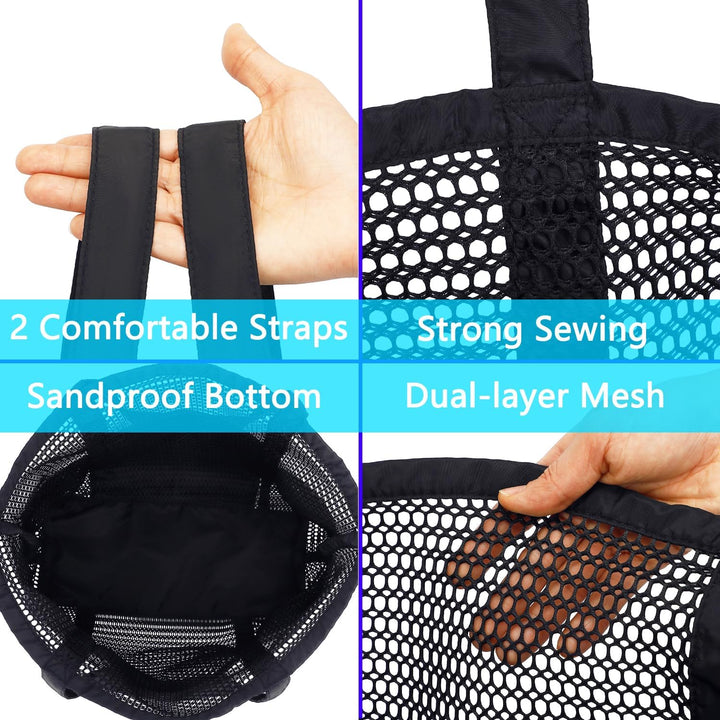 Vásárolj 1-et, és a második ingyen – Extra nagy átlátszó hálós tengerparti táska 8 zsebbel – ClearWave