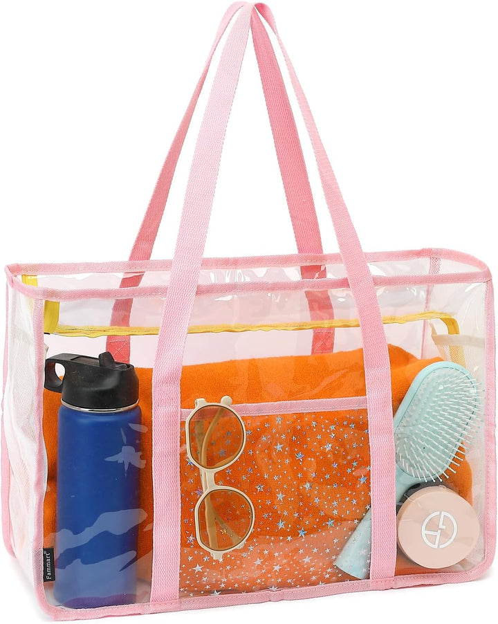 Vásárolj 1-et, és a második ingyen – Extra nagy átlátszó hálós tengerparti táska 8 zsebbel – ClearWave