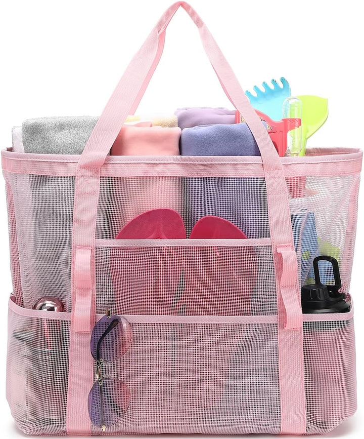 Vásárolj 1-et, és a második ingyen – Extra nagy átlátszó hálós tengerparti táska 8 zsebbel – ClearWave