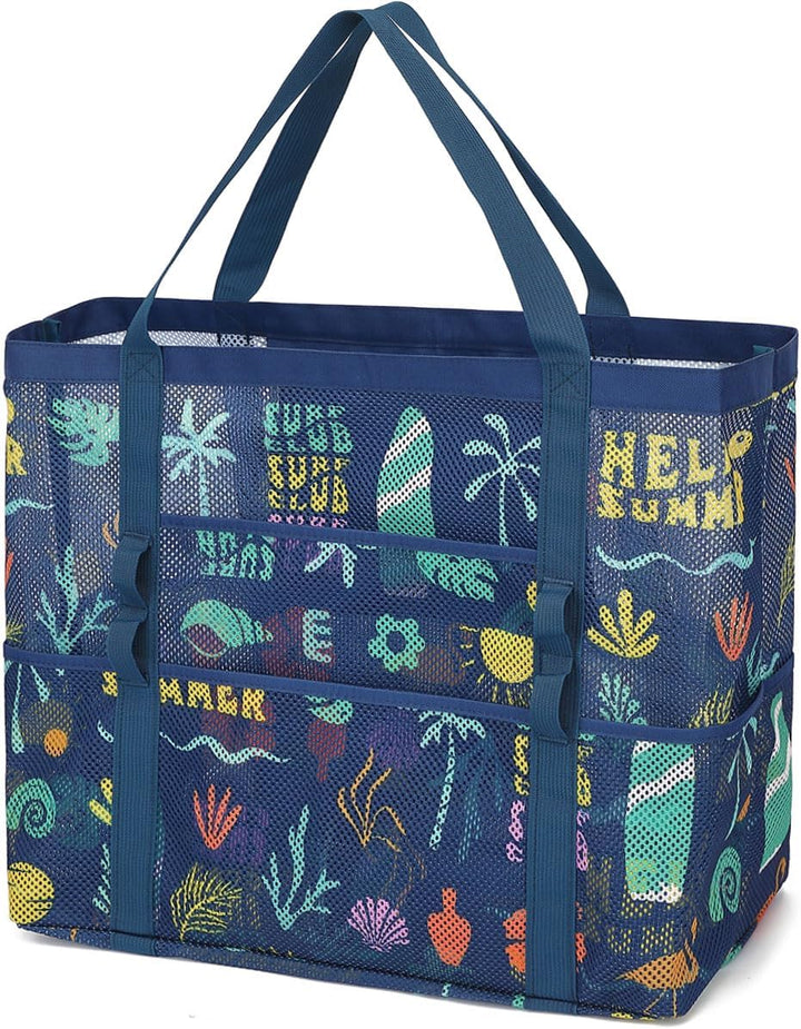 Vásárolj 1-et, és a második ingyen – Extra nagy átlátszó hálós tengerparti táska 8 zsebbel – ClearWave