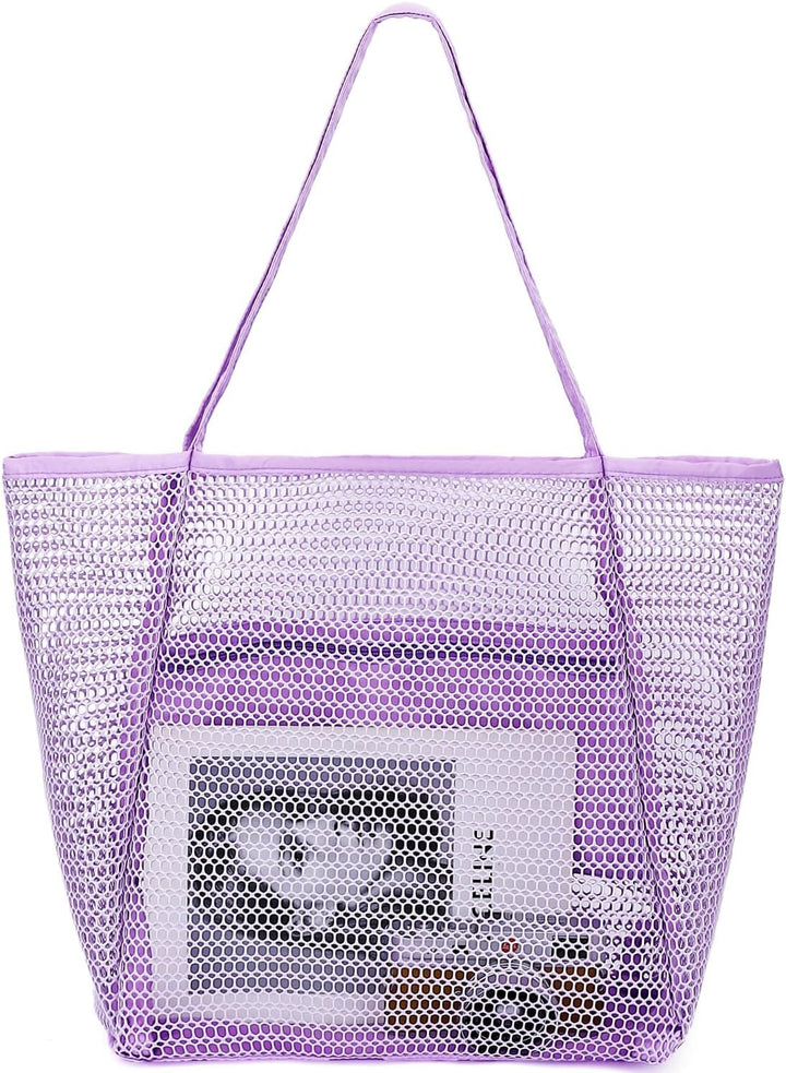 Vásárolj 1-et, és a második ingyen – Extra nagy átlátszó hálós tengerparti táska 8 zsebbel – ClearWave