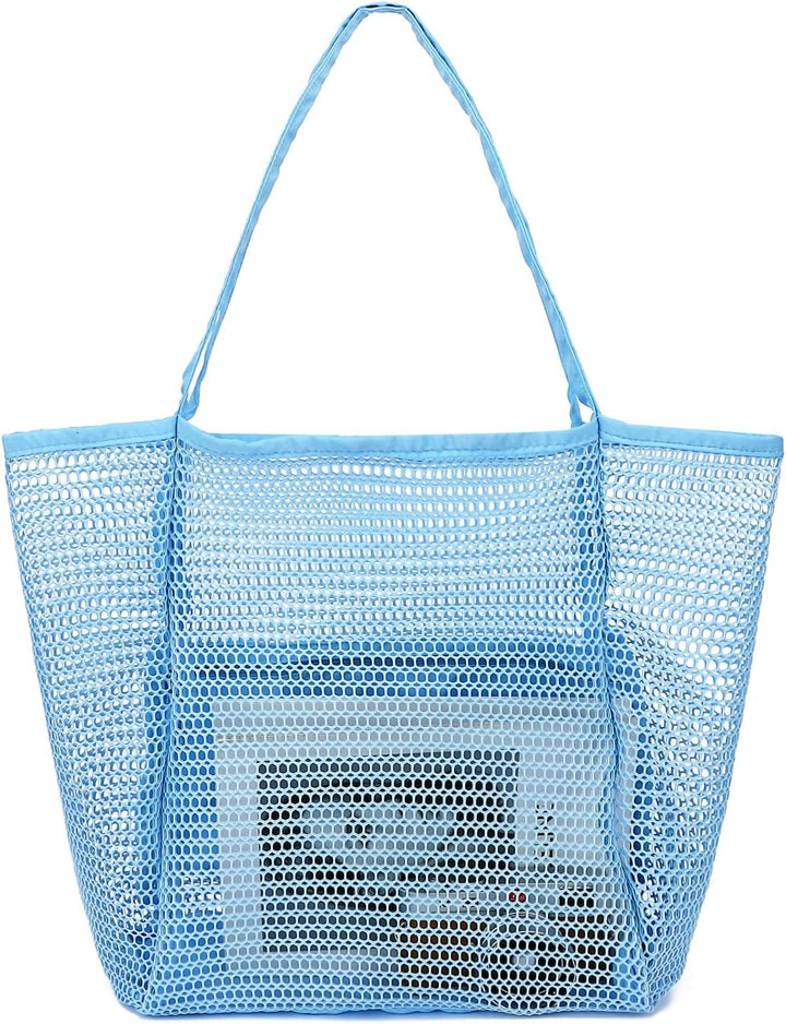 Vásárolj 1-et, és a második ingyen – Extra nagy átlátszó hálós tengerparti táska 8 zsebbel – ClearWave
