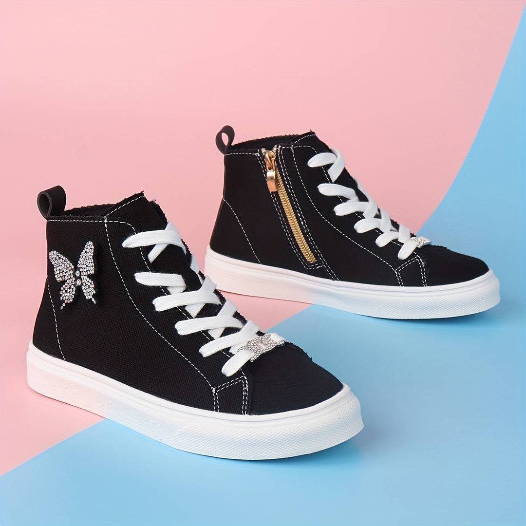 Magas vászon gyerekcipők Lunel | Pillangó masnival | Stílusos & Játéko