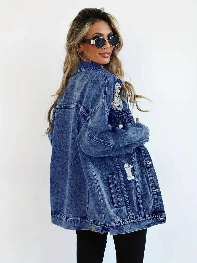 Vízálló és bélelt oversized női farmerdzseki kapucnival – Talia