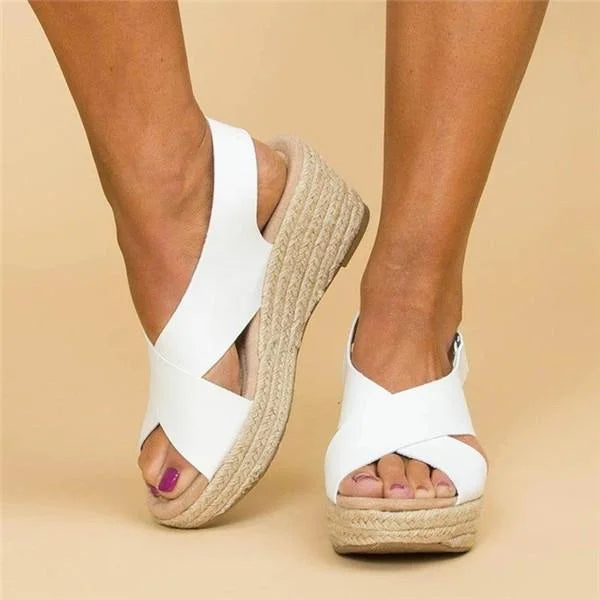 Kényelmes ortopéd bőrszíjas espadrilles - Clara