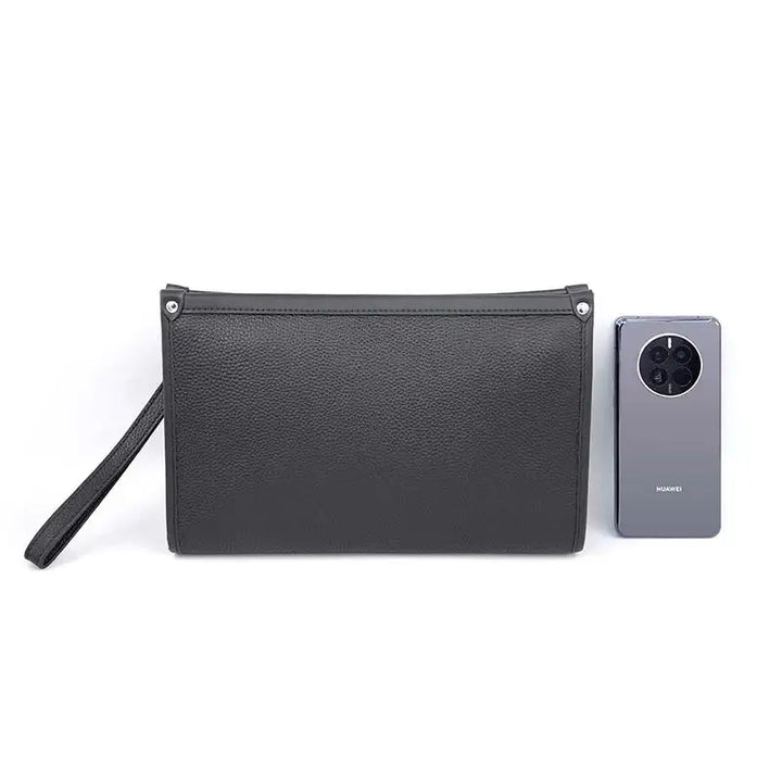 Férfi valódi bőr üzleti pénztárca ujjlenyomat-zárral – Fekete