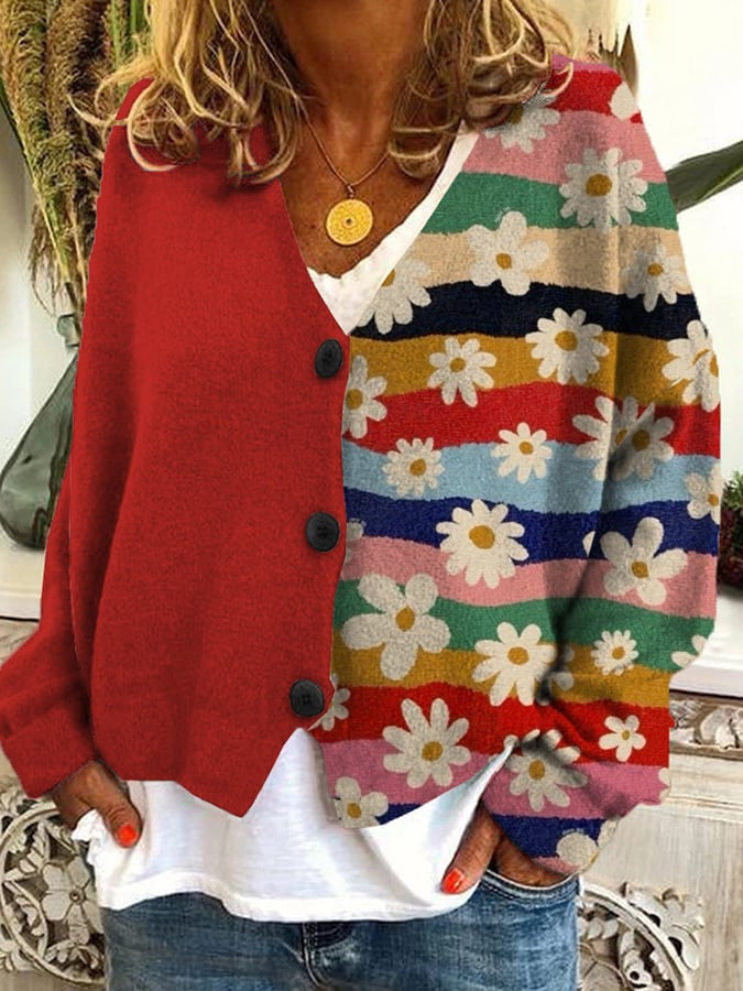 Trendi Patchwork Női Mellény Gombokkal - Elise