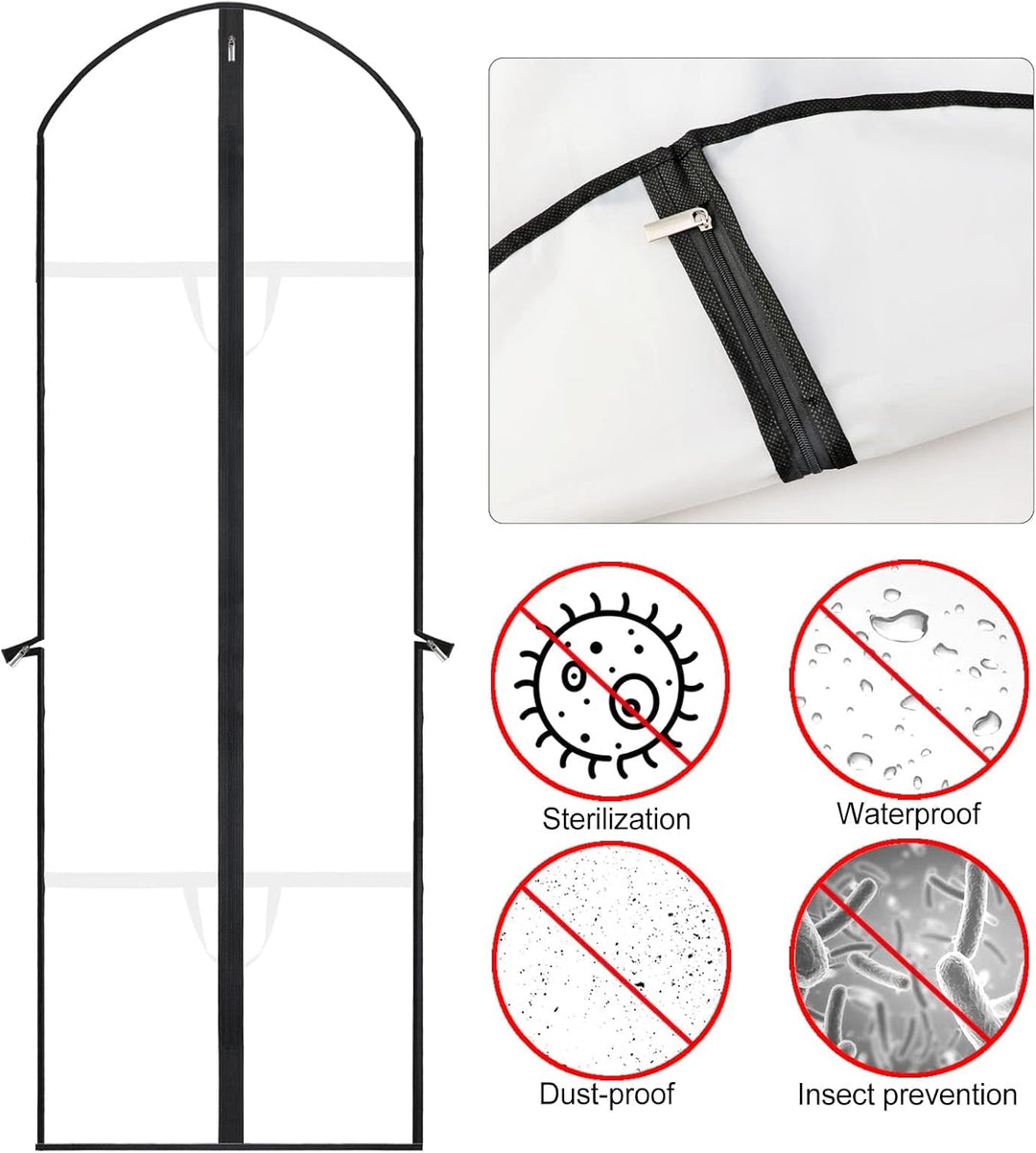 Extra-hosszú ruha- és estélyi ruházati zsák – 180 cm védőborító fogantyúkkal (Vásárolj 1-et, kapj 1-et INGYEN)